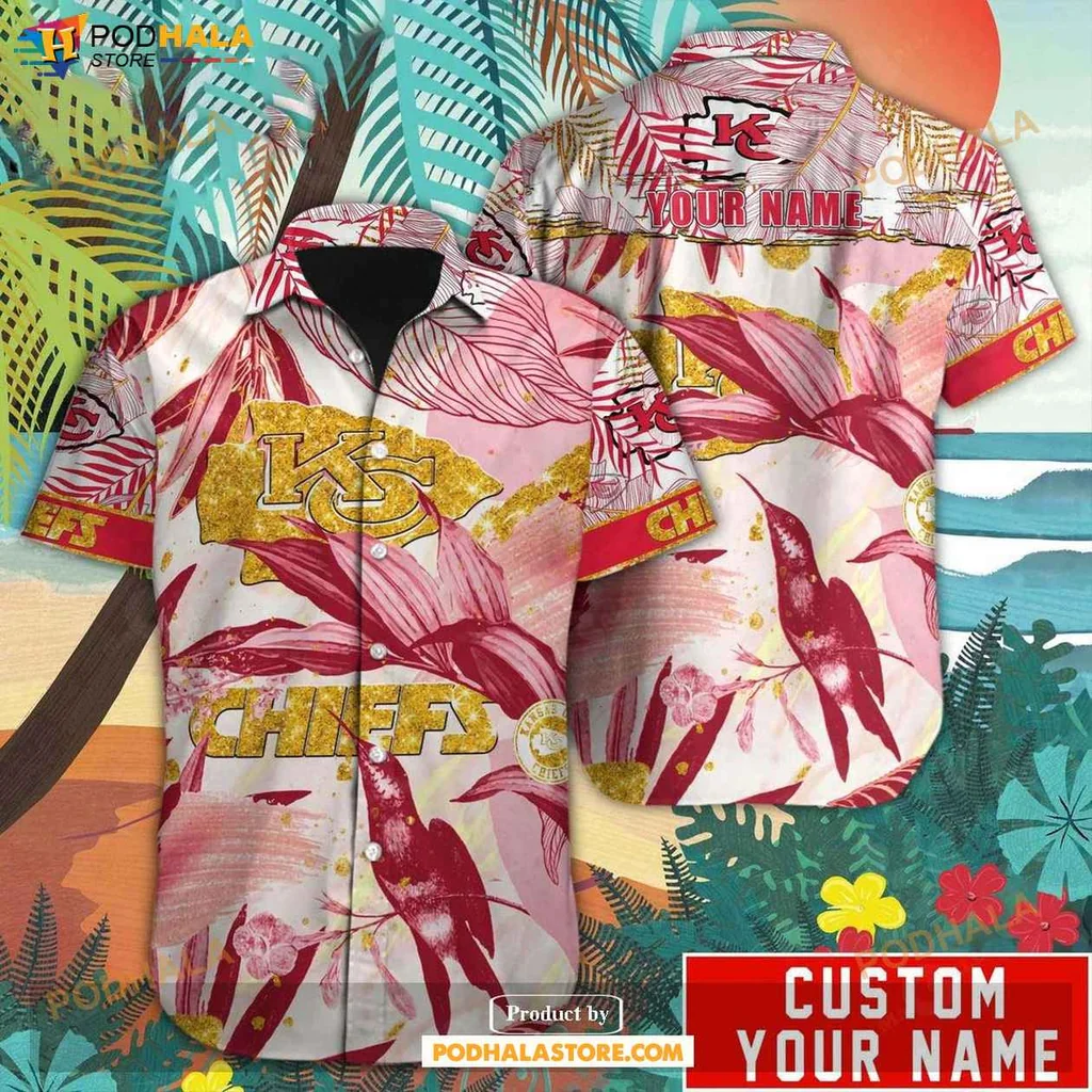 Proud Tropical Chiefs Hawaiian Shirt, Vibrant Kc Chiefs Shirt With Tropical Design