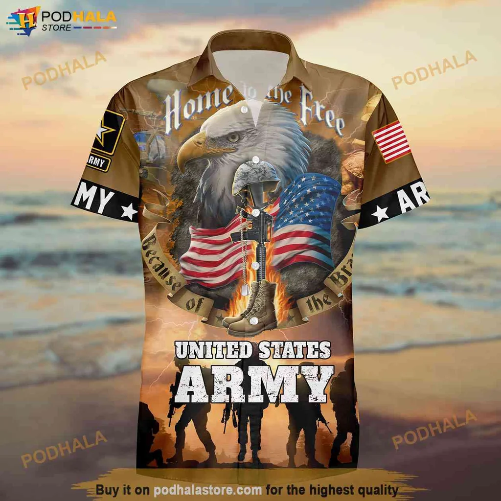 Proud Veteran Aloha Shirt, Bald Eagle Usa Flag Army Shirt, Patriotic Military Tee