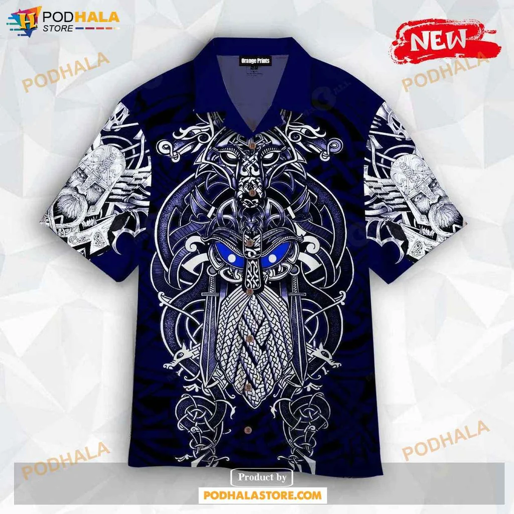 Proud Viking Warrior Hawaiian Shirt With Fierce Warrior Graphic And Norse Symbols