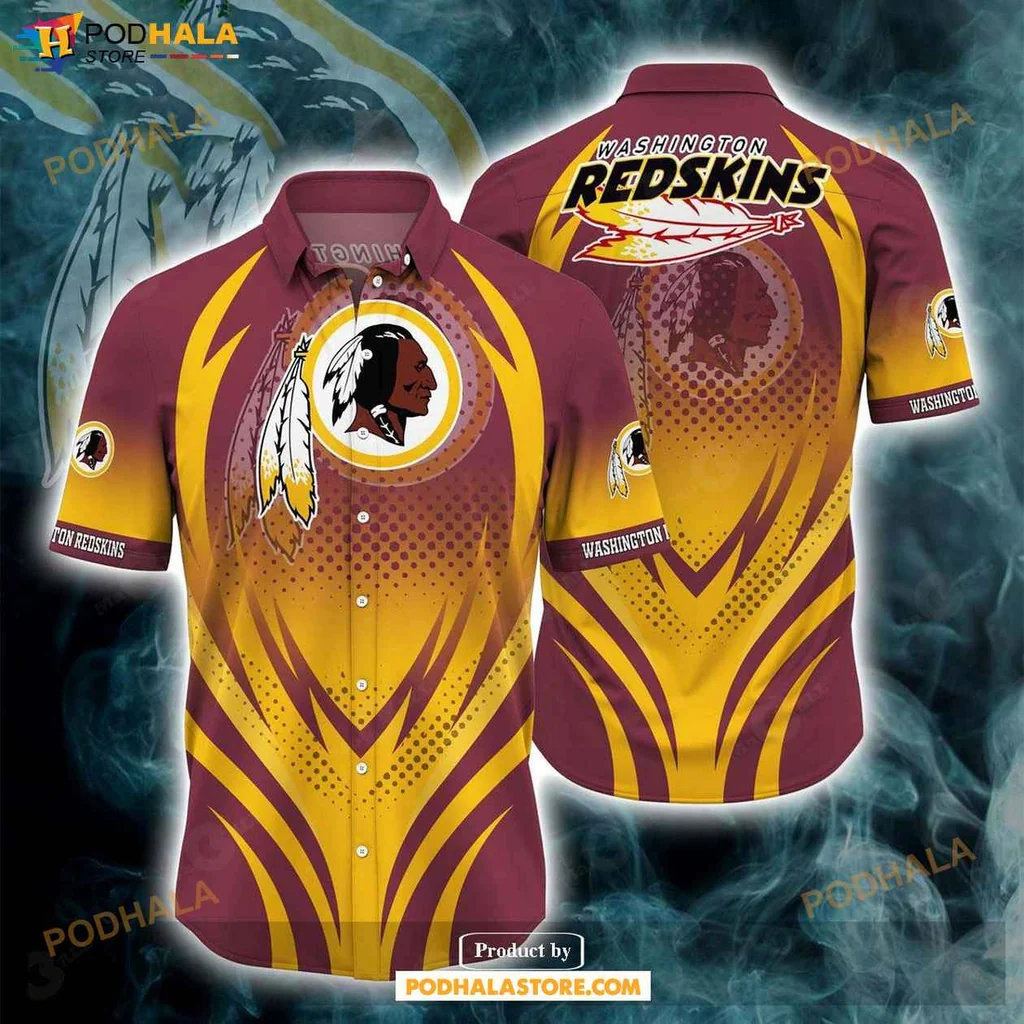 Proud Washington Redskins Hawaiian Shirt, Vibrant Maroon And Gold Football Design
