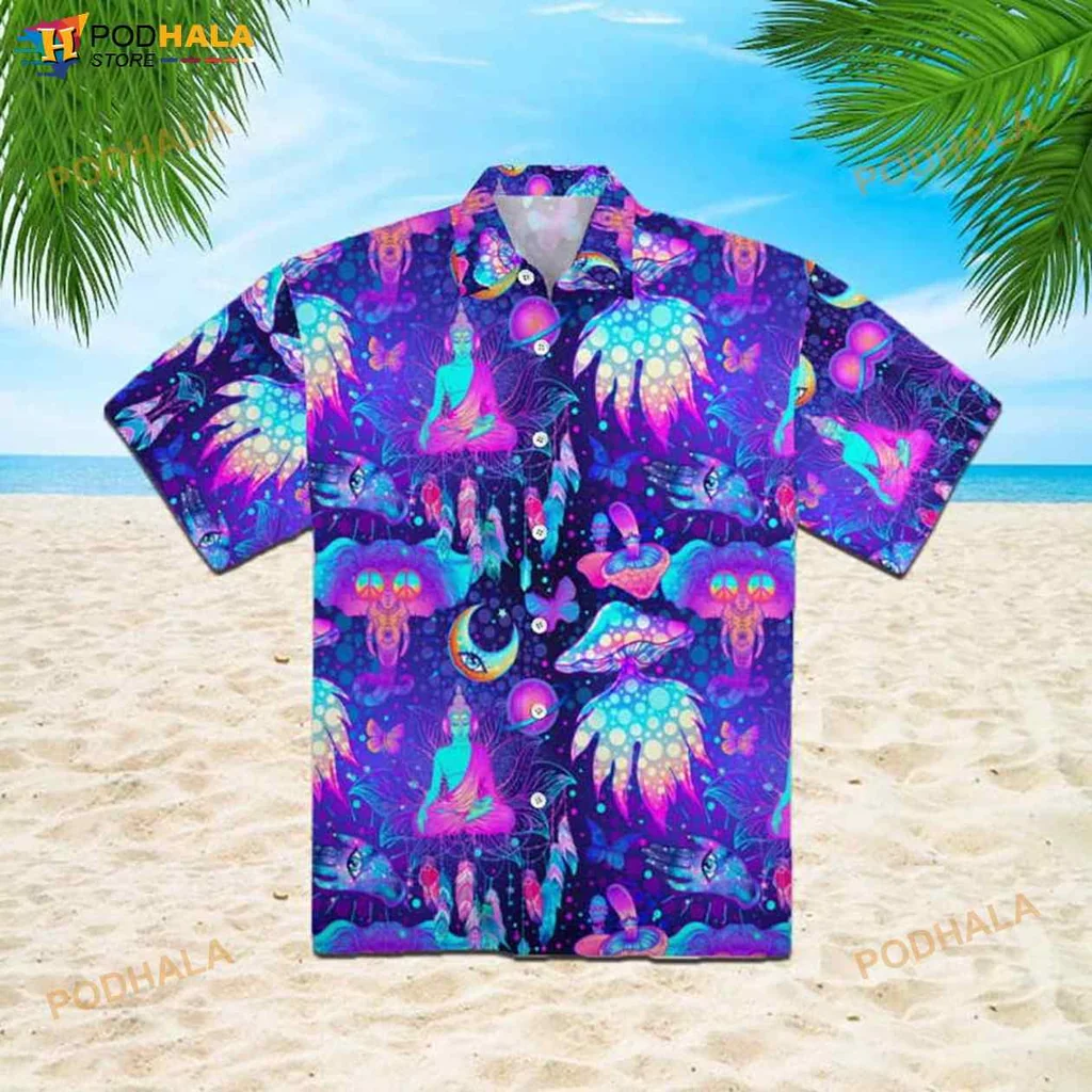 Psychedelic Mushroom Hawaiian Shirt With Colorful Trippy Design