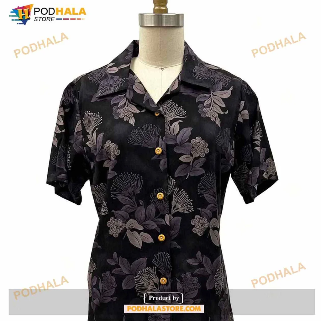 Purple Floral Pattern Hawaiian Shirt With Relaxed Fit And Casual Elegance