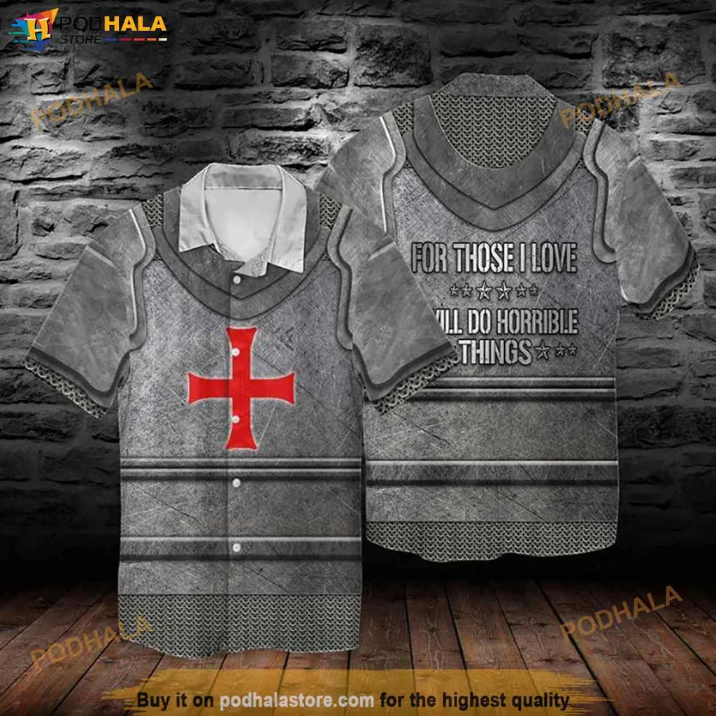 Quirky Knight Loyalty Hawaiian Shirt, Funny Templar Armor Design For Casual Wear