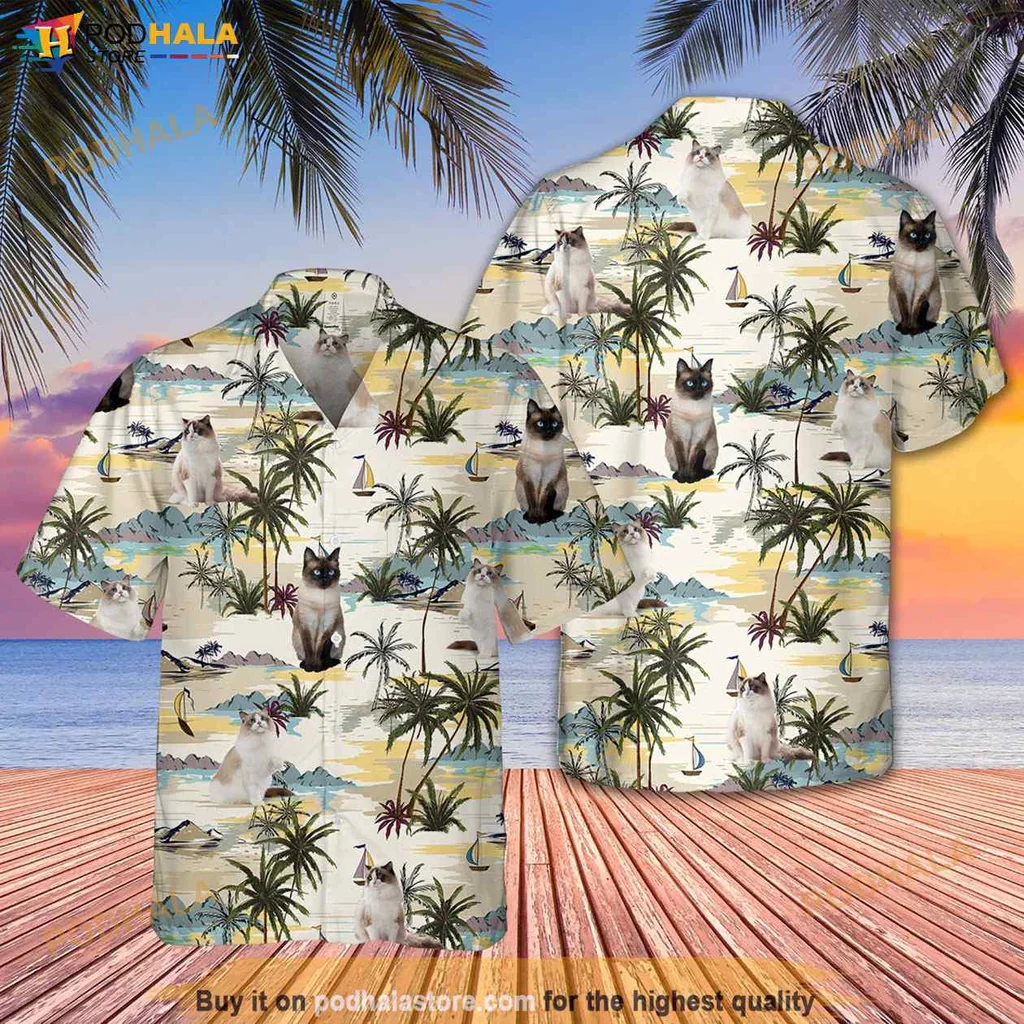 Ragdoll Cat Tropical Shirt, Vibrant Beach Design For Cat Lovers