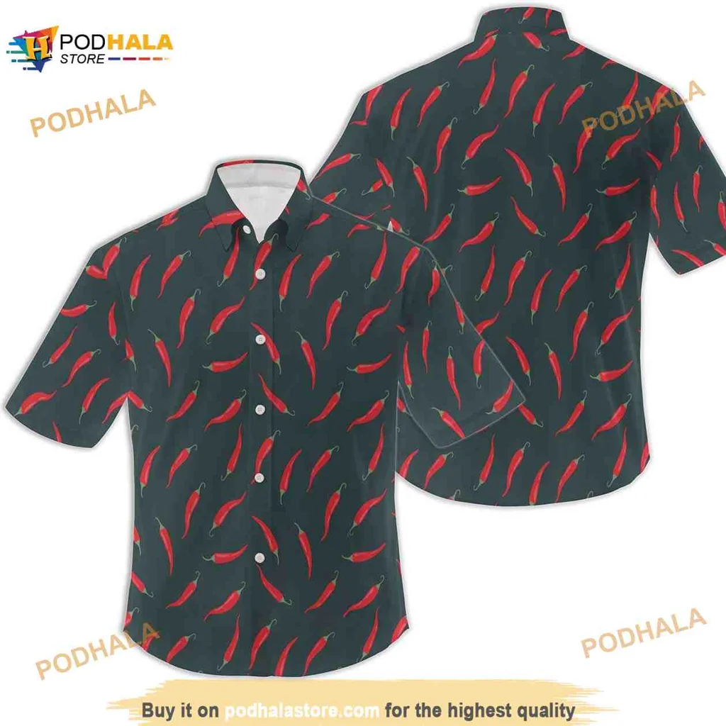 Red Chili Peppers Hawaiian Shirt With Bold Vibrant Design