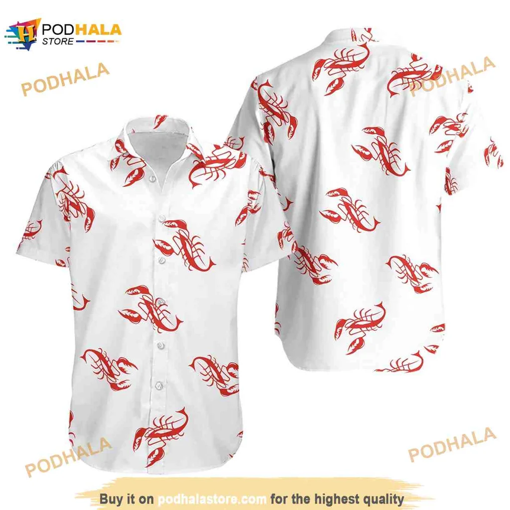 Red Lobster Tropical Hawaiian Shirt With Fun Cartoon Design