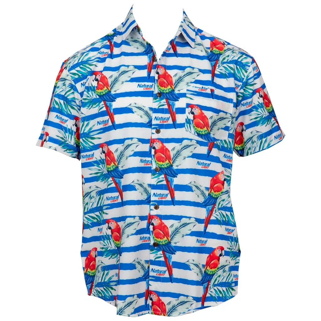 Red Parrot Palm Leaf Hawaiian Shirt With Vibrant Tropical Design