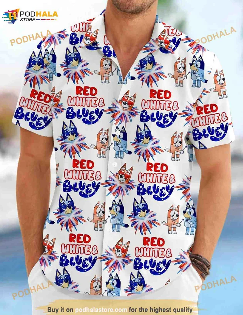 Red White And Blue Hawaiian Shirt, Patriotic Celebration Aloha Shirt