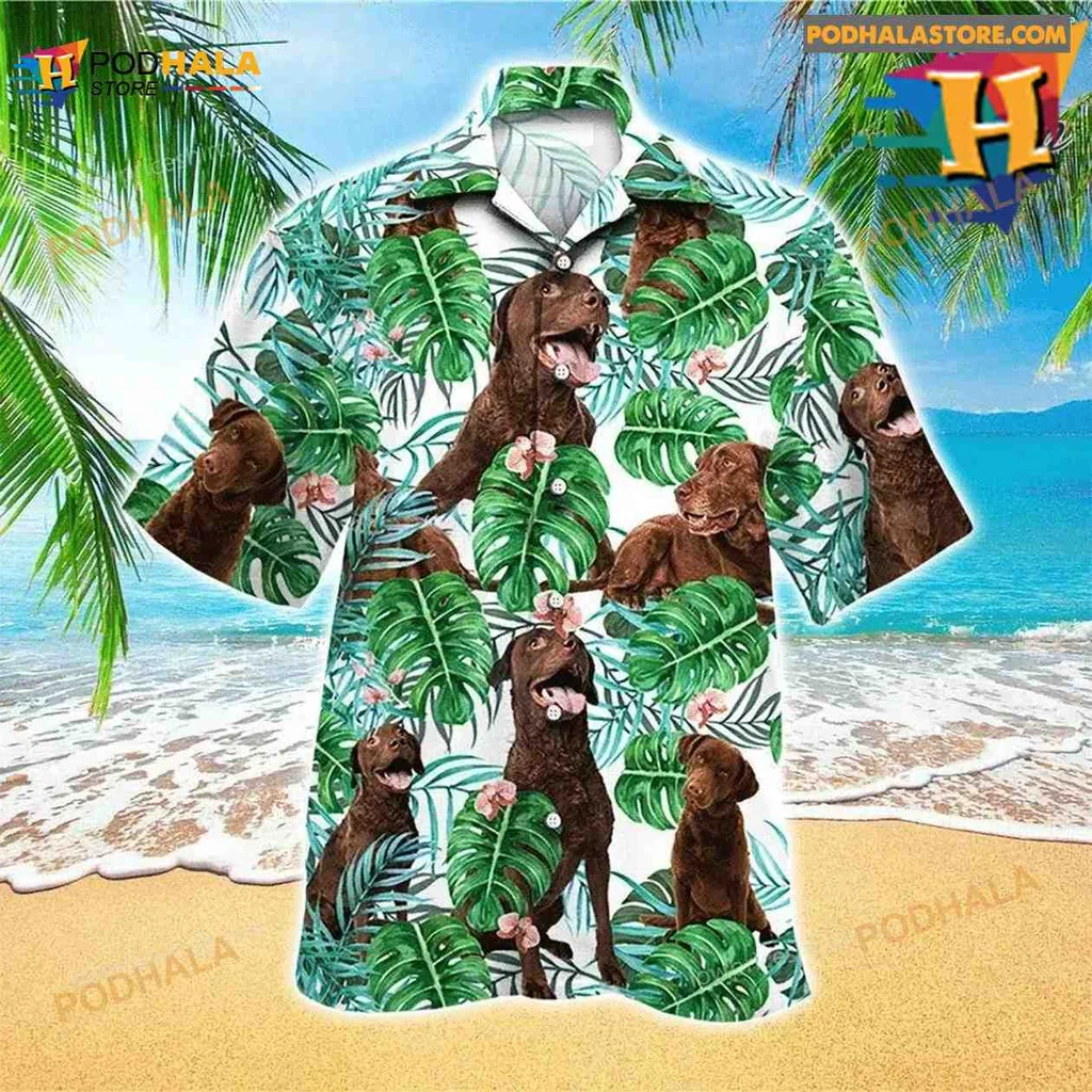 Retriever Dog Tropical Hawaiian Shirt With Playful Design For Dog Lovers