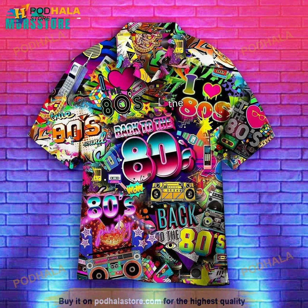 Retro 80s Music Aloha Shirt, I Love The 80s Design Hawaiian Shirt