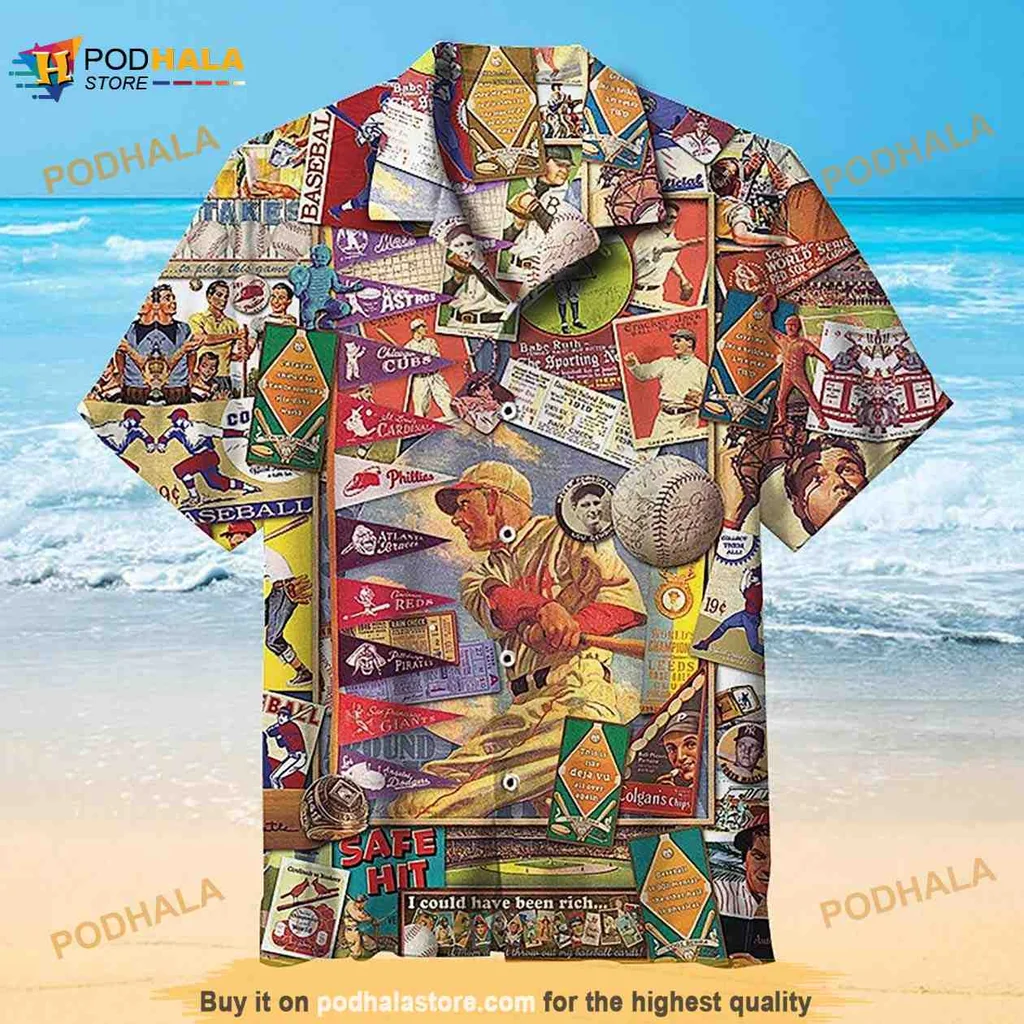 Retro Baseball Lovers Hawaiian Shirt With Vintage Graphics And Colors