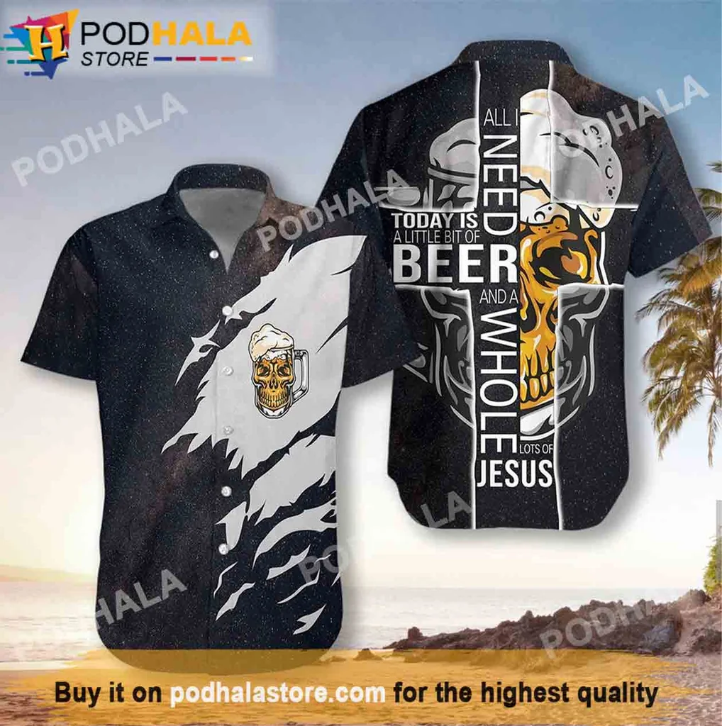 Retro Beer And Jesus Hawaiian Shirt, Humorous Gifts For Beer Lovers