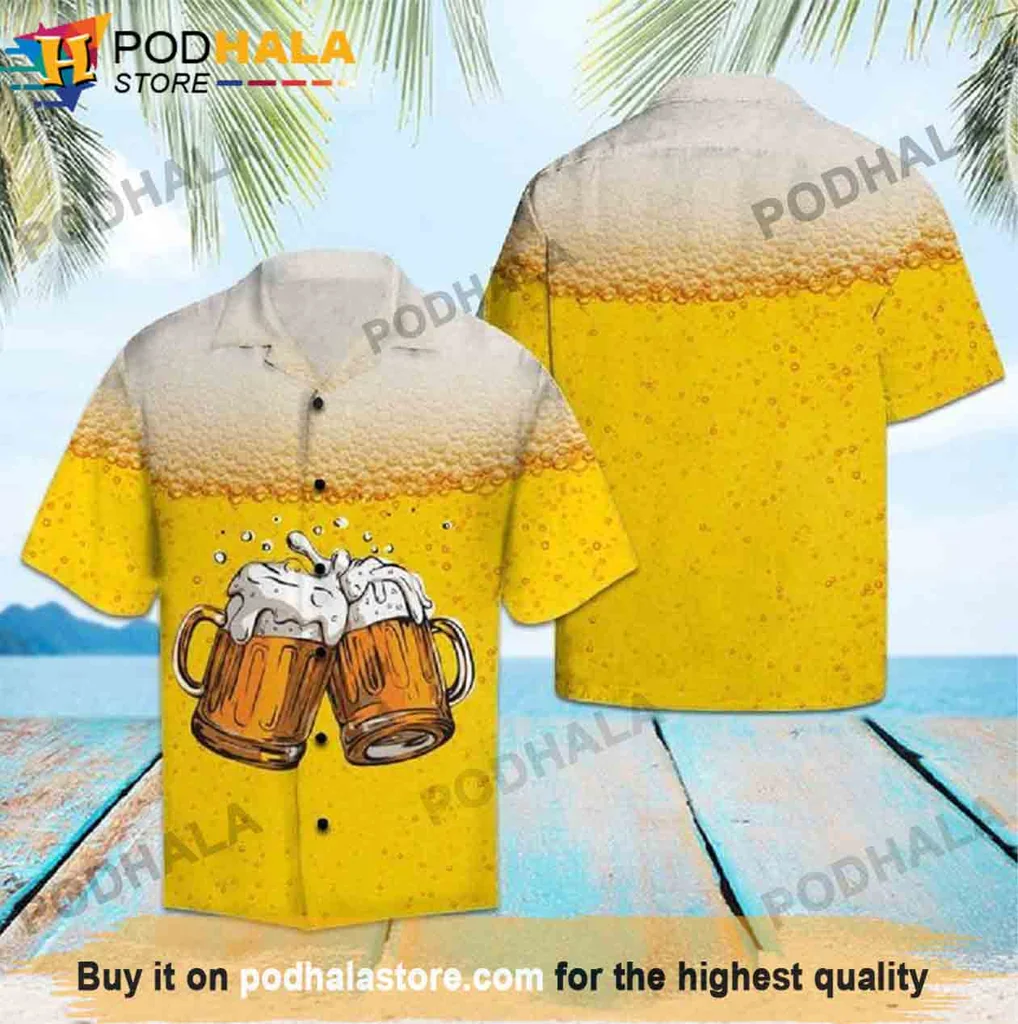Retro Beer Mug Hawaiian Shirt, Vibrant Design For Beer Lovers And Gatherings