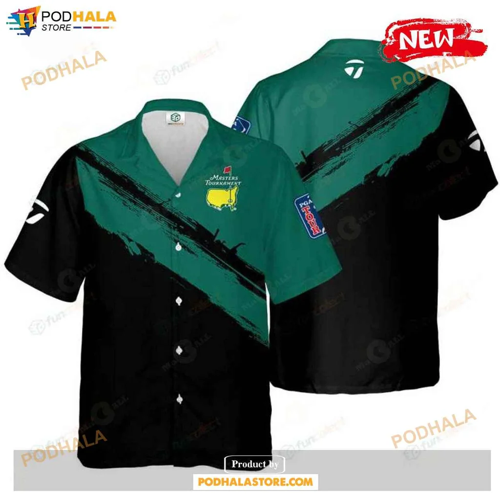 Retro Golf Aloha Shirt, Masters Tournament Dark Green Button Shirt For Golf Fans
