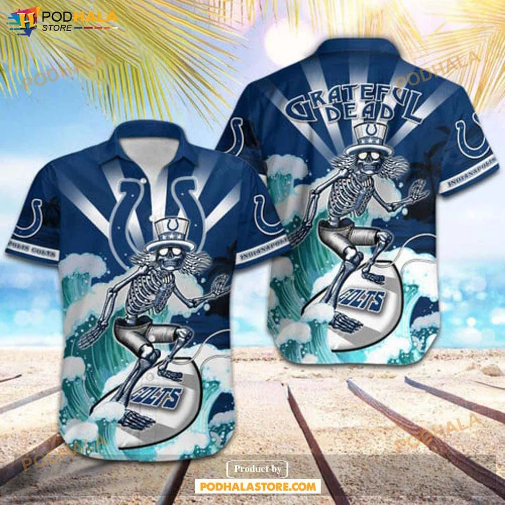 Retro Grateful Dead Hawaiian Shirt, Indianapolis Colts Skateboarding Design