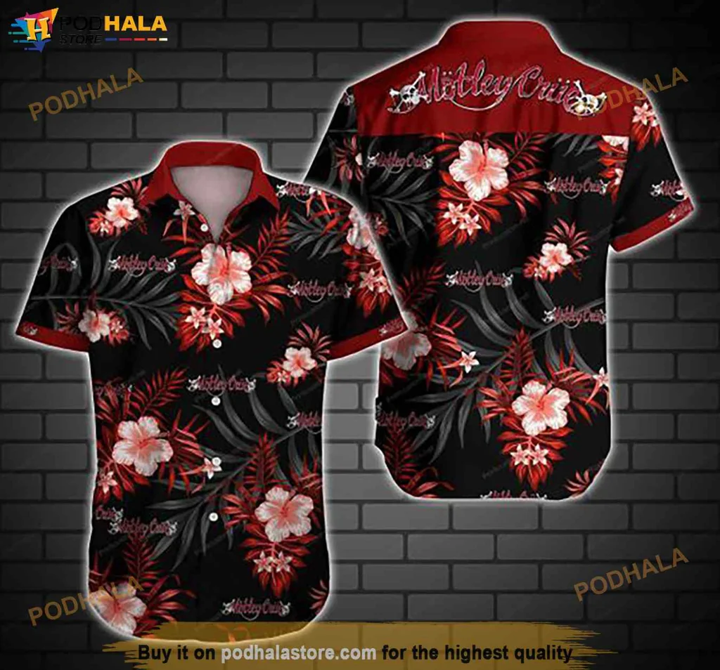 Retro Hibiscus Lover Hawaiian Shirt, Motley Crue Aloha Shirt With Bold Tropical Design