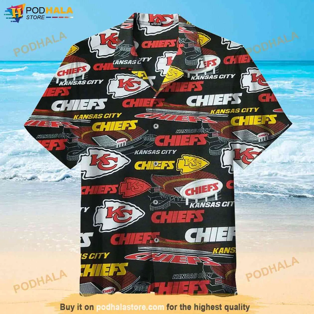 Retro Kansas City Chiefs Hawaiian Shirt, Vibrant All Over Print Beach Party Tee