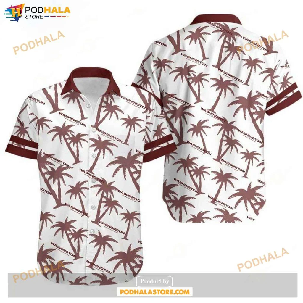 Retro Palm Tree Hawaiian Shirt, Washington Football Team Fan Gift With Tropical Vibe