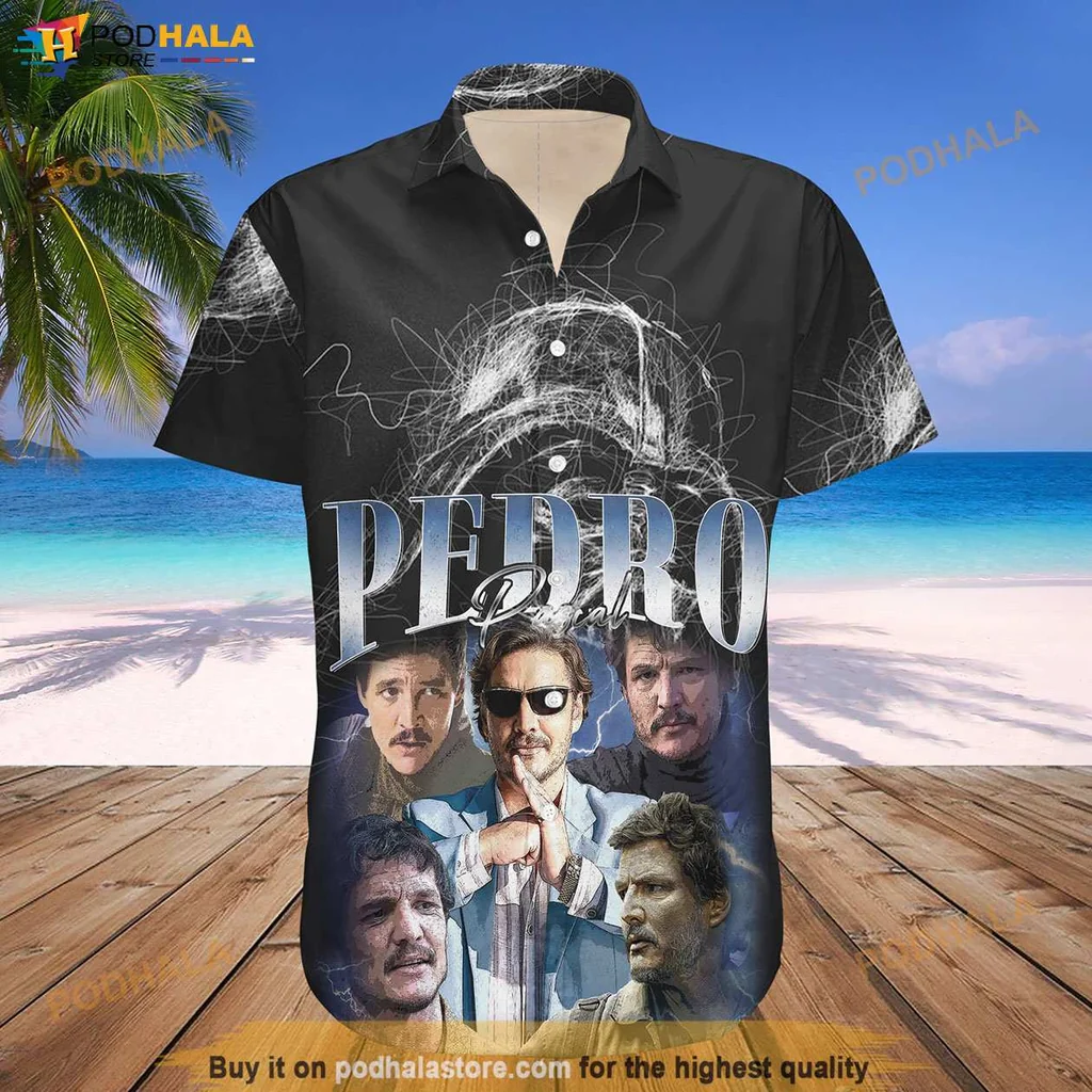 Retro Pedro Pascal Hawaiian Shirt, Limited Edition Meme Collage Design