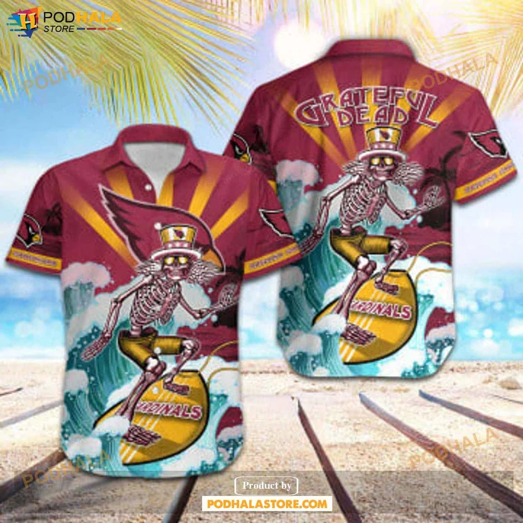 Retro Skeleton Surf Culture Shirt, Arizona Cardinals Skateboarding Graphic Tee