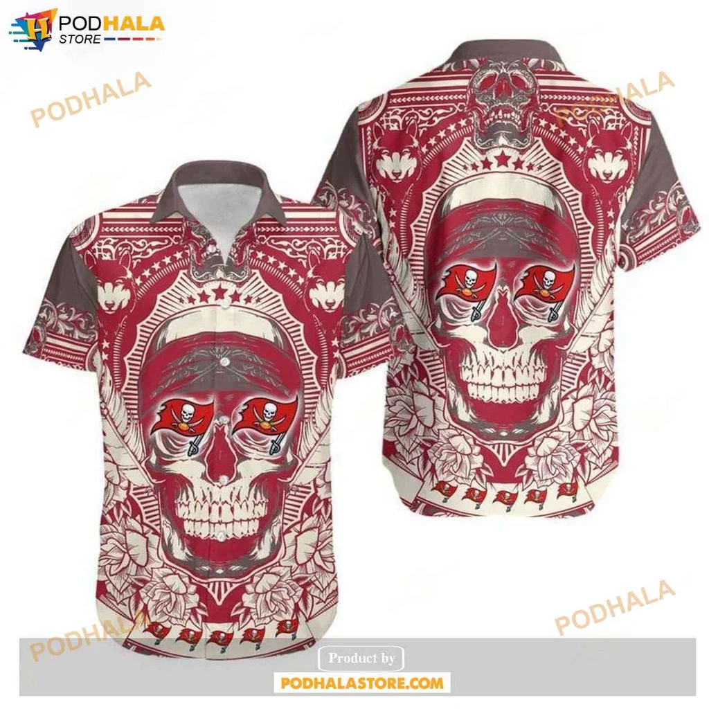 Retro Skull Tampa Bay Buccaneers Hawaiian Shirt, Summer Fan Gift With Floral Design