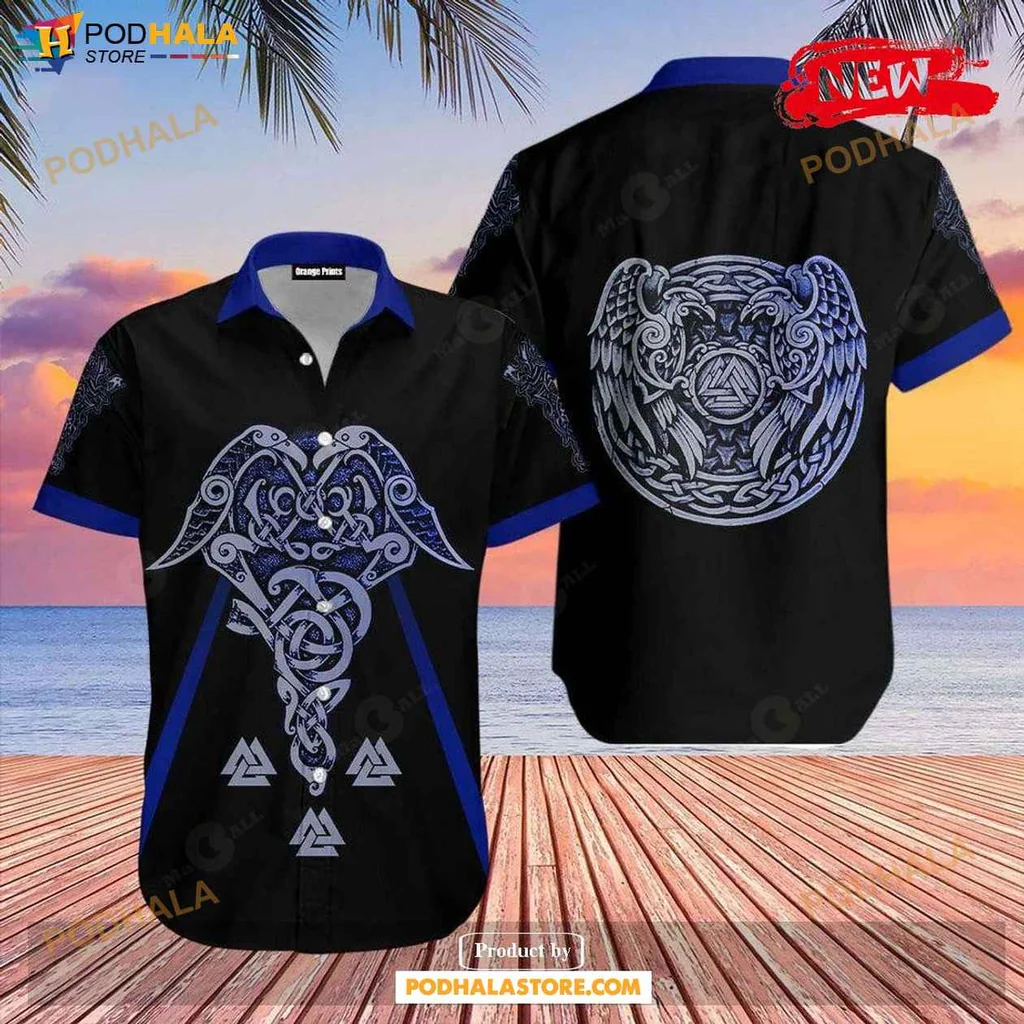 Retro Viking Bear Hawaiian Shirt With Intricate Norse Mythology Design