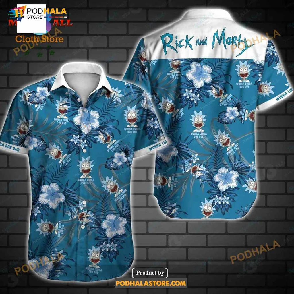 Rick And Morty Tropical Aloha Shirt With Wub Dub Design Rick And Morty Tropical Aloha Shirt With Wub Dub Design