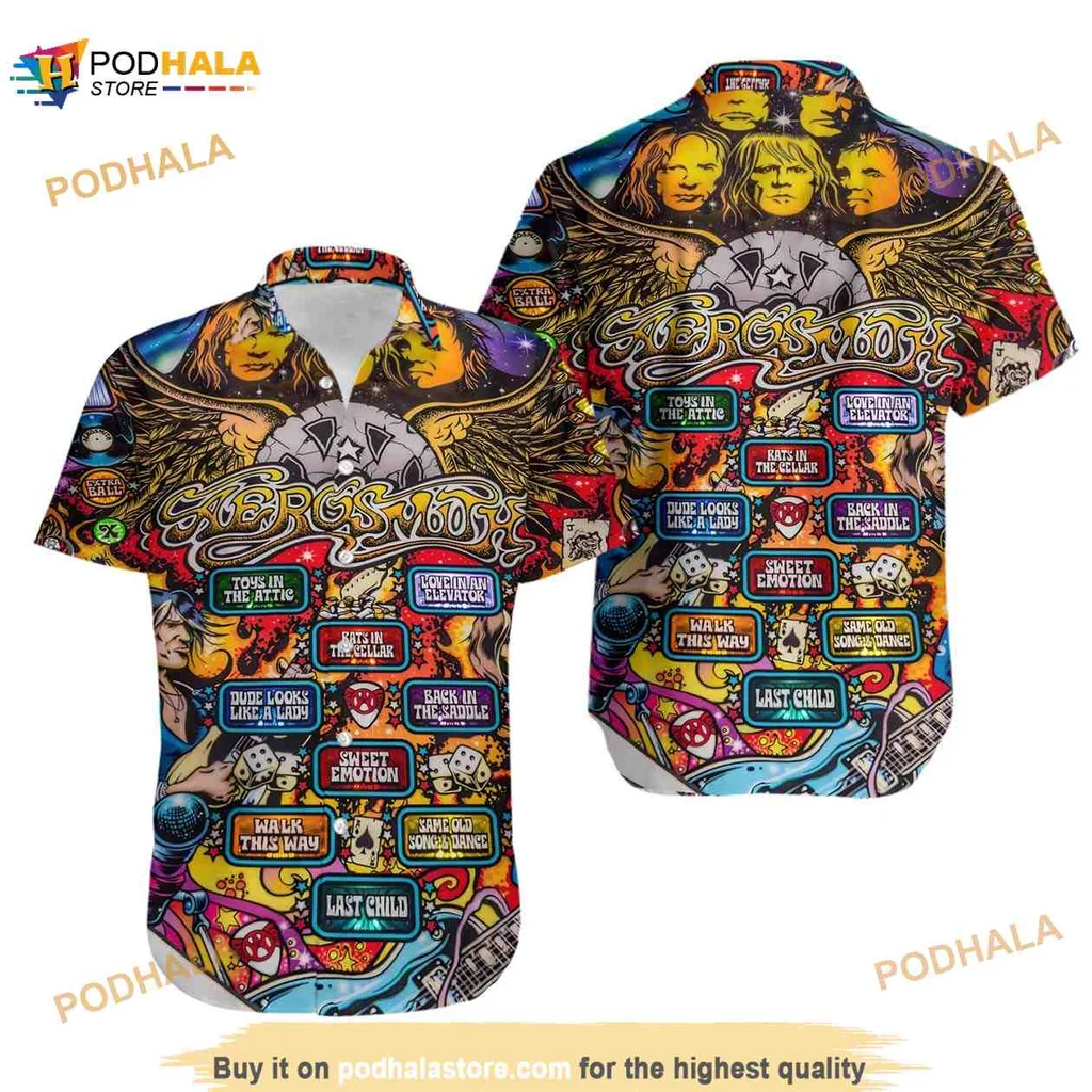 Rock Band Pinball Hawaiian Shirt With Vibrant Graphics And Colorful Design