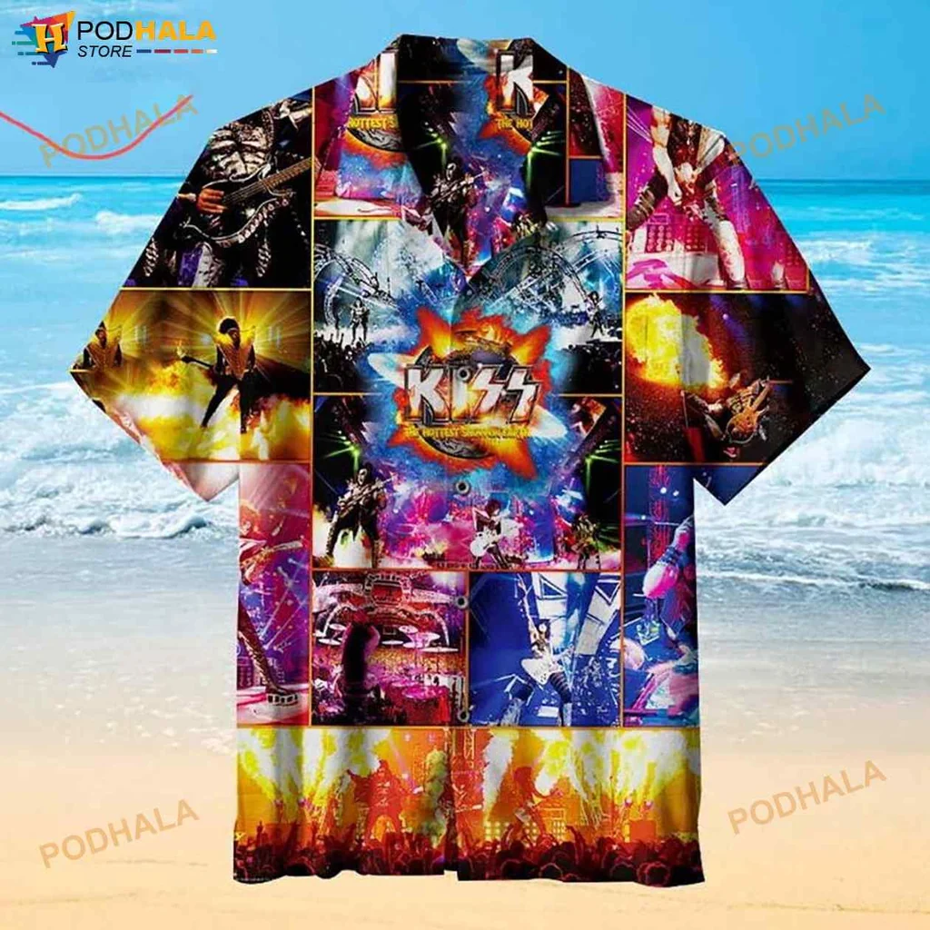Rock Music Concert Hawaiian Shirt, Vibrant Kiss Design For Fans