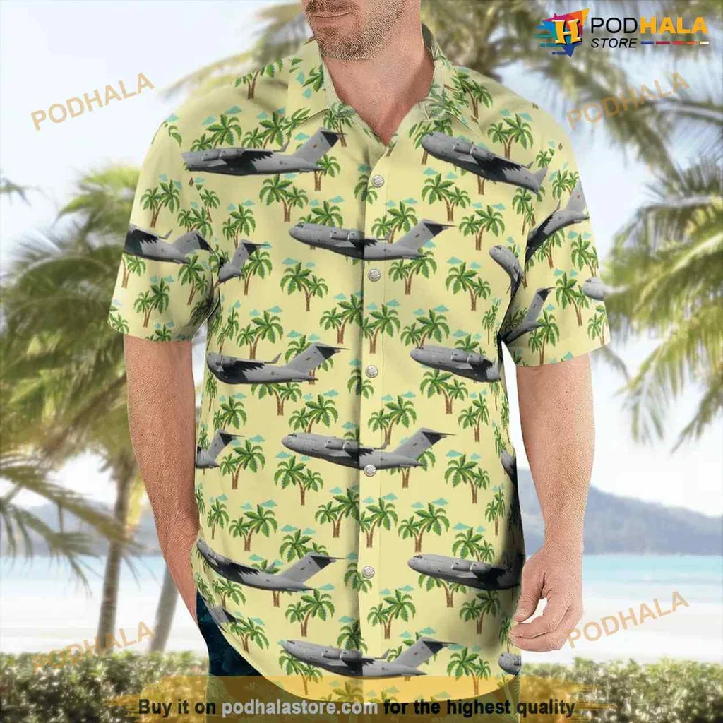 Royal Air Force Aviation Hawaiian Shirt With Boeing C 17a Globemaster Iii