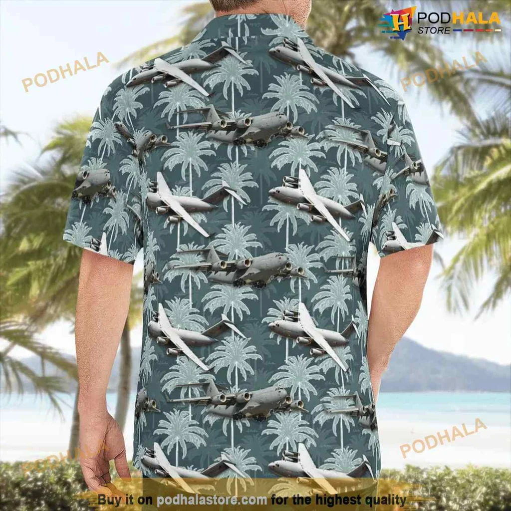 Royal Australian Air Force Aloha Shirt Featuring Military Planes And Palm Trees Royal Australian Air Force Aloha Shirt Featuring Military Planes And Palm Trees