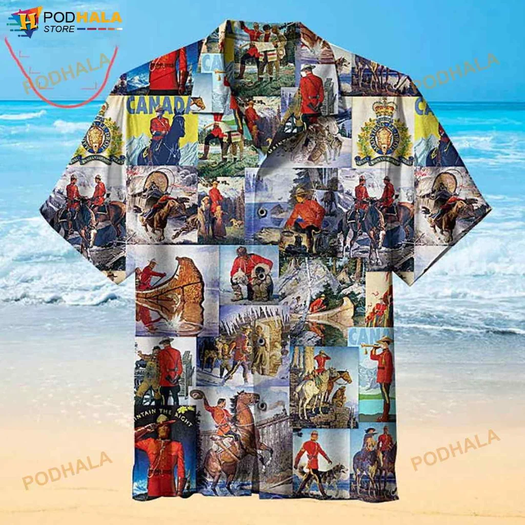 Royal Canadian Mounted Police Hawaiian Shirt With Iconic Collage Design