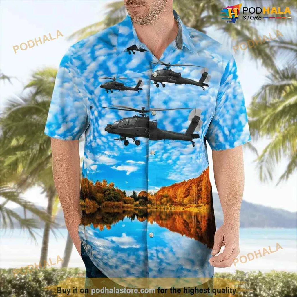 Royal Netherlands Air Force Hawaiian Shirt Featuring Apache Helicopters
