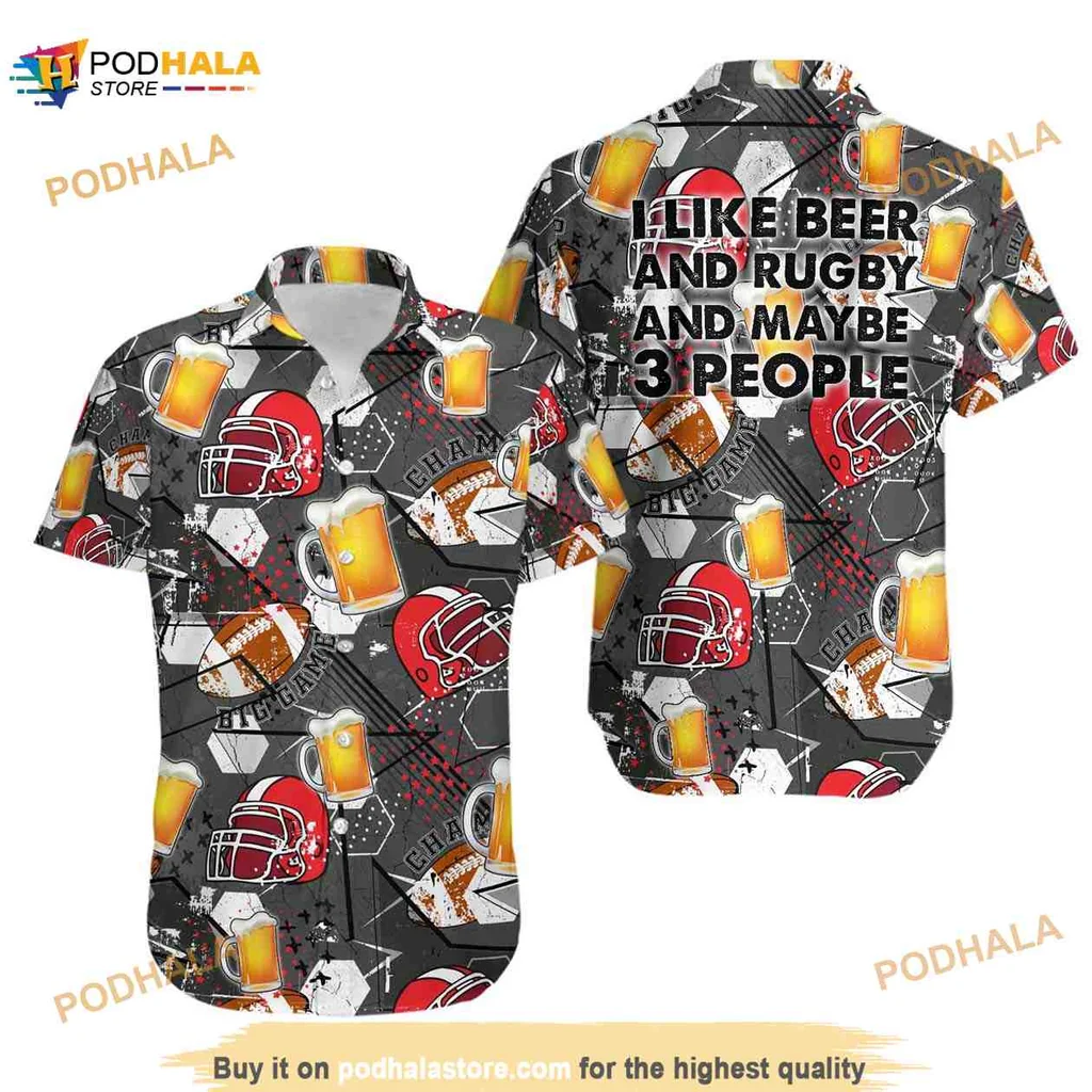Rugby Beer Lovers Hawaiian Shirt With Funny Quote And Vibrant Design