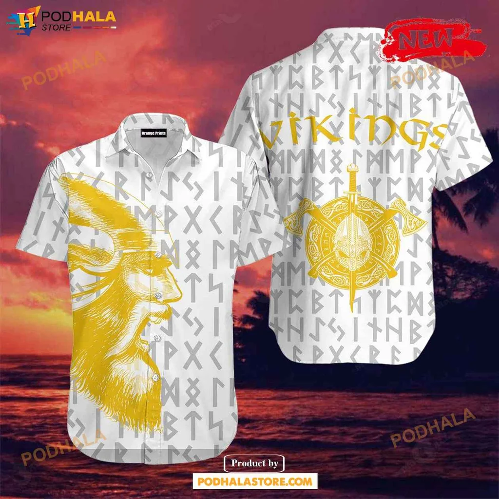 Rugged Viking Aloha Shirt, Fierce Warrior Graphic Tropical Shirt For Men And Women
