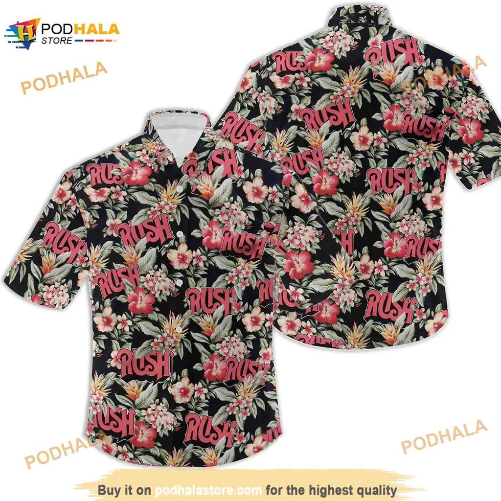Rush Band Floral Hawaiian Shirt With Colorful Tropical Design