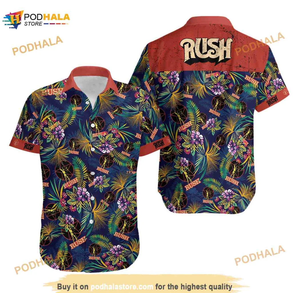 Rush Band Tropical Hawaiian Shirt With Vibrant Tropical Design