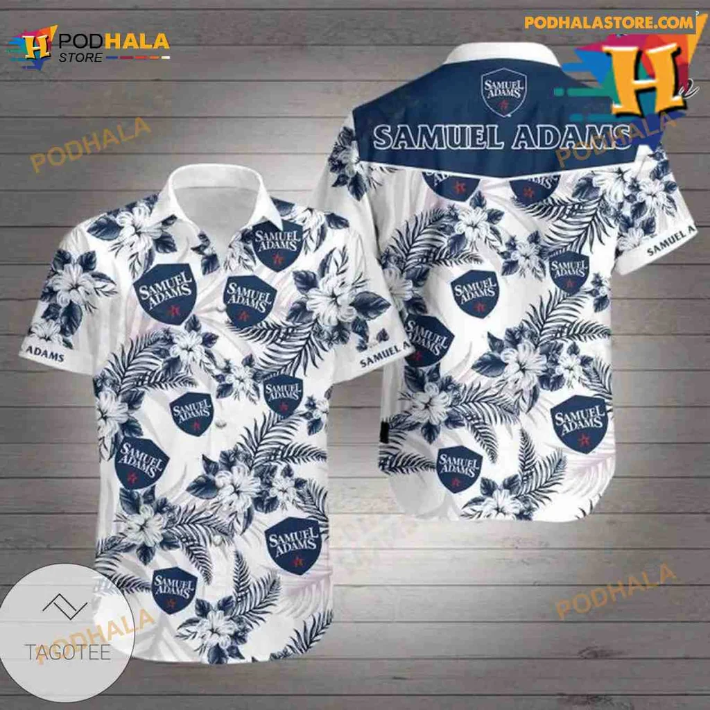Samuel Adams Beer Hawaiian Shirt With Tropical Floral Design