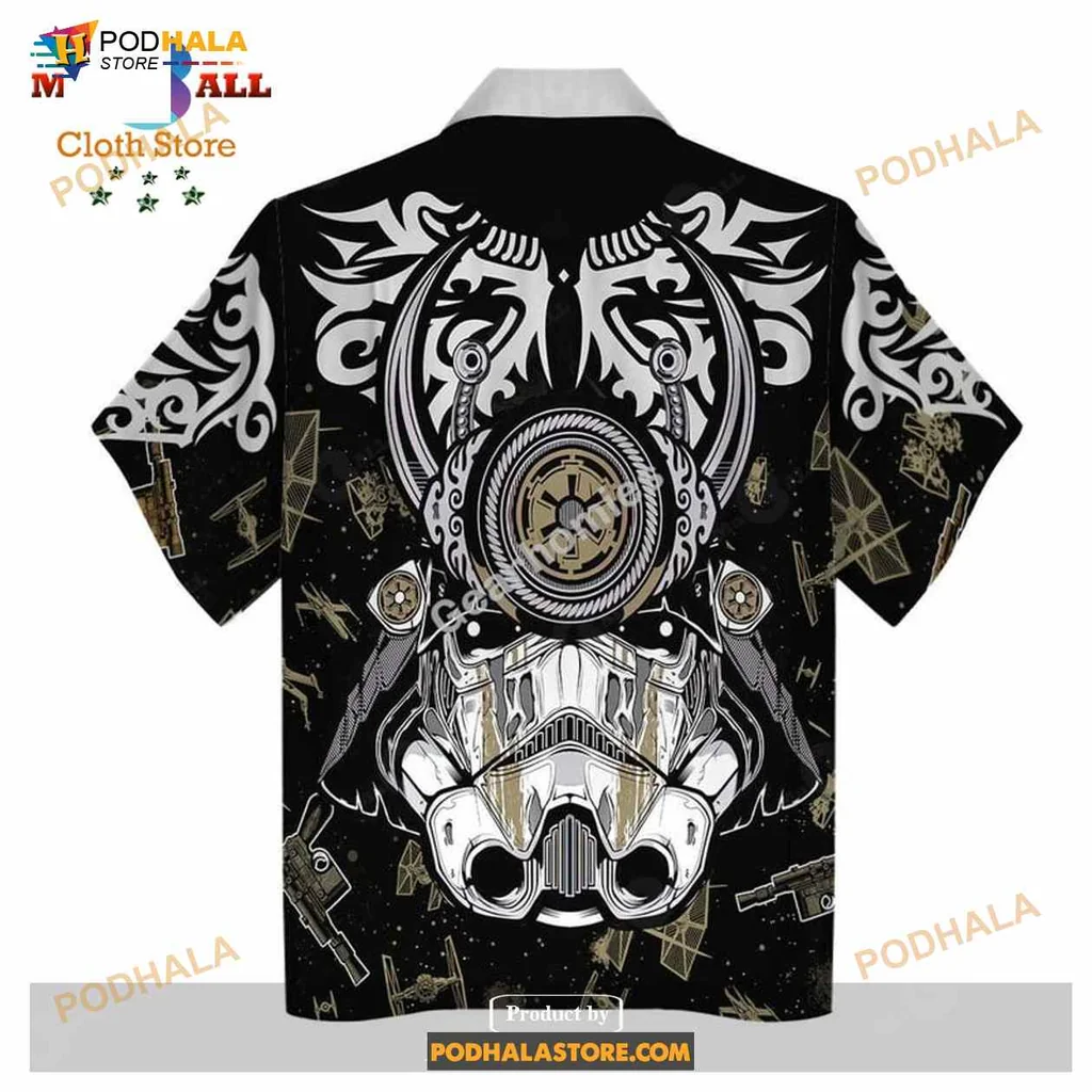 Samurai Helmet Aloha Shirt With Bold Patterns And Sci Fi Influence Samurai Helmet Aloha Shirt With Bold Patterns And Sci Fi Influence