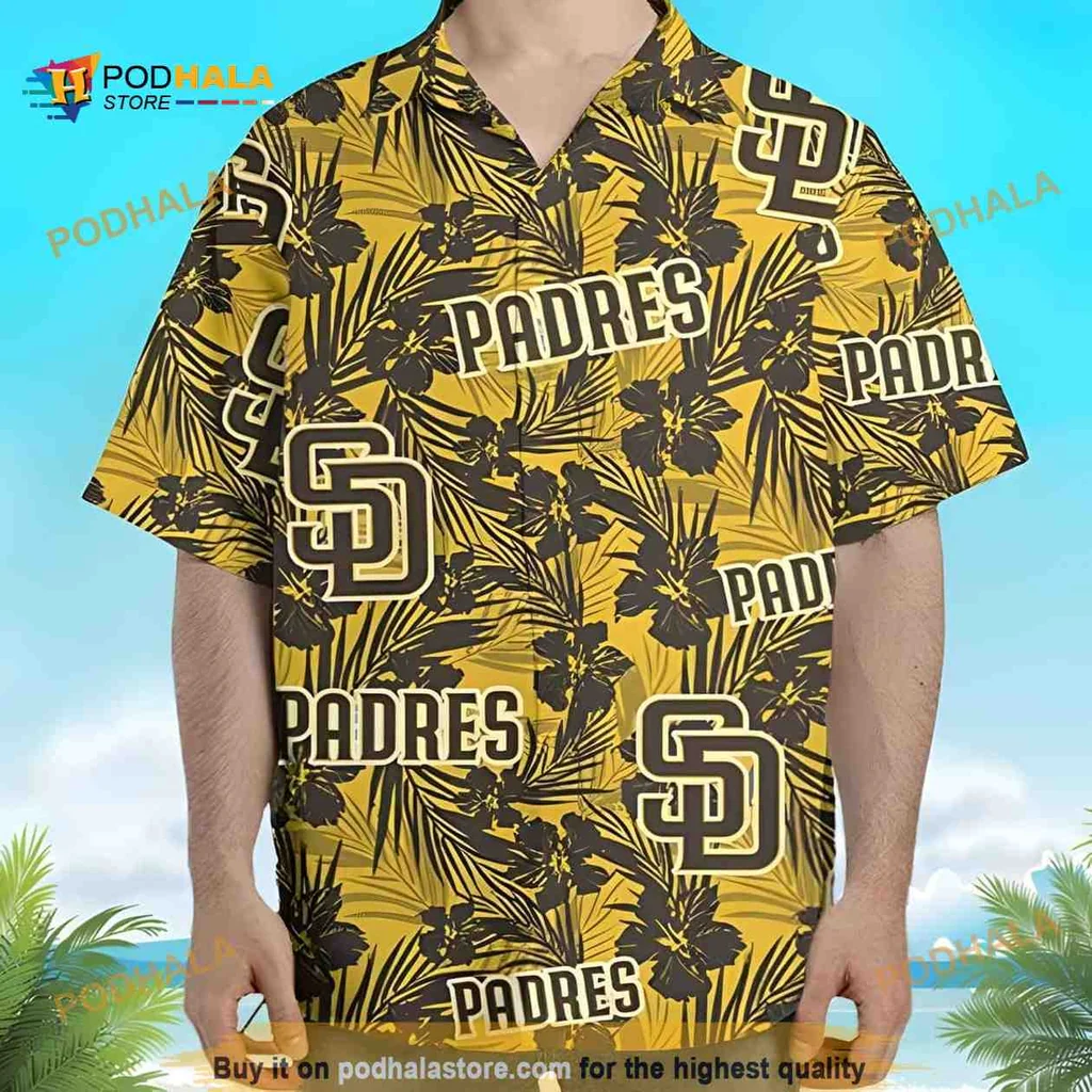 San Diego Padres Aloha Shirt With Tropical Flower Pattern