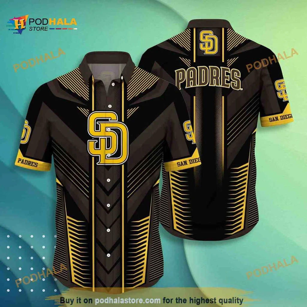 San Diego Padres Hawaiian Shirt With Bold Geometric Design