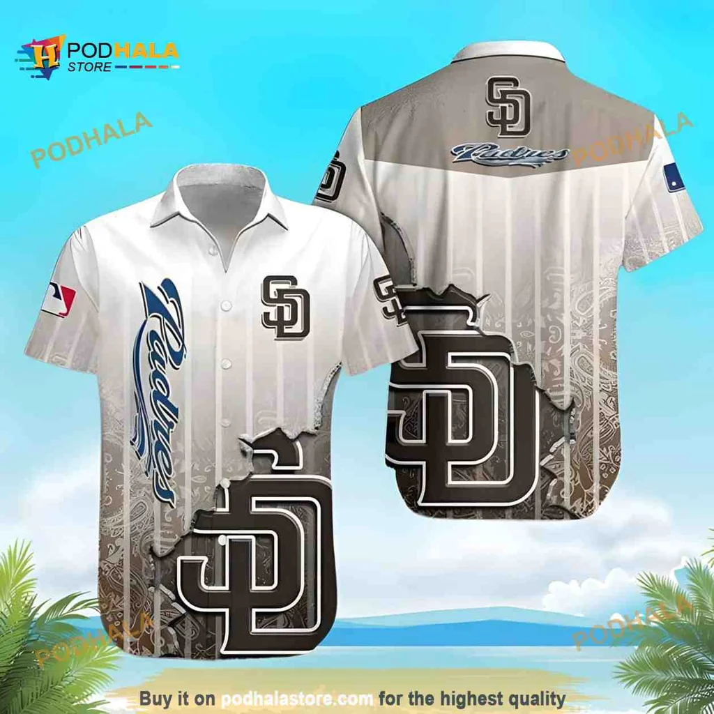 San Diego Padres Hawaiian Shirt With Bold Logo And Tropical Design