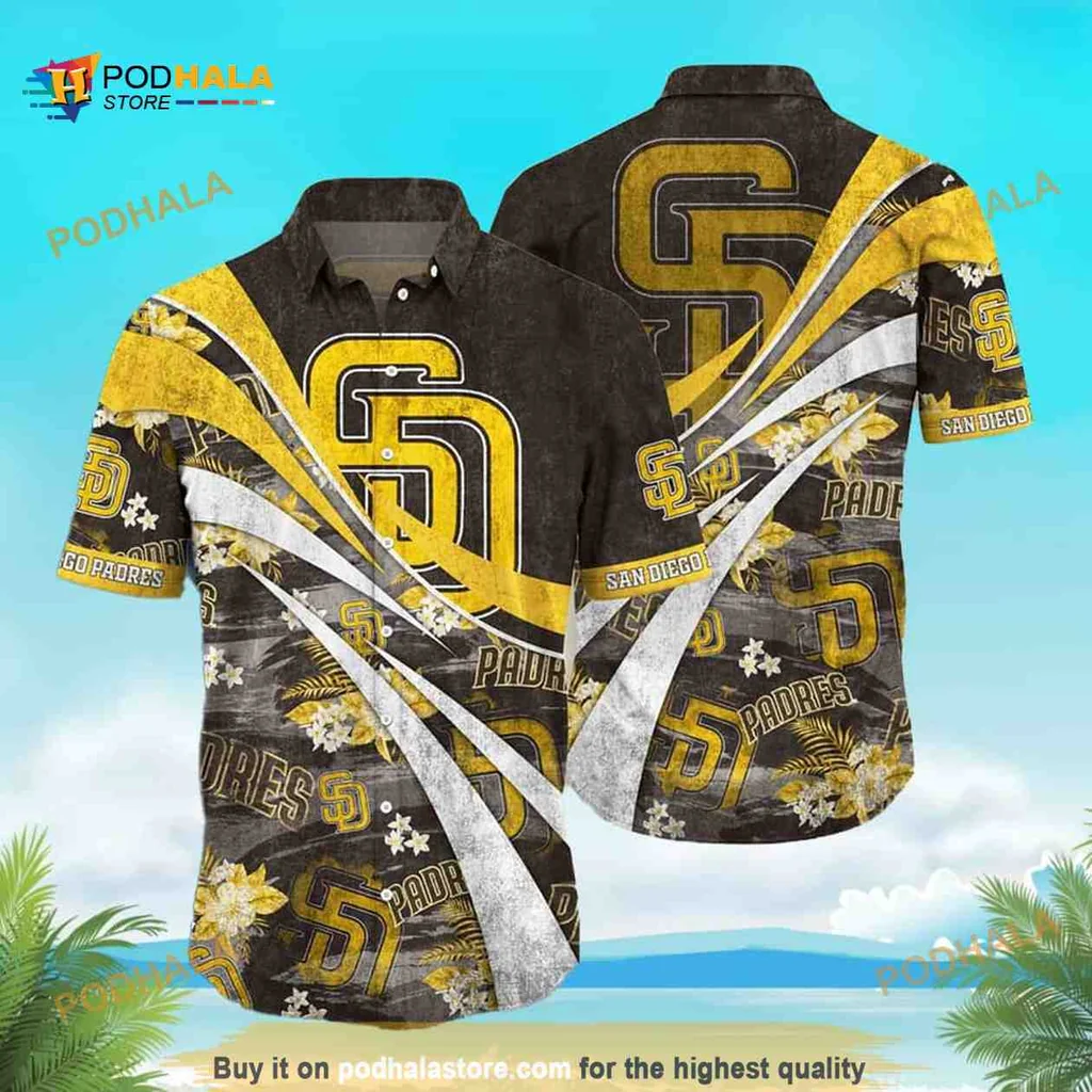 San Diego Padres Hawaiian Shirt With Bold Sd Design For Beach Fun