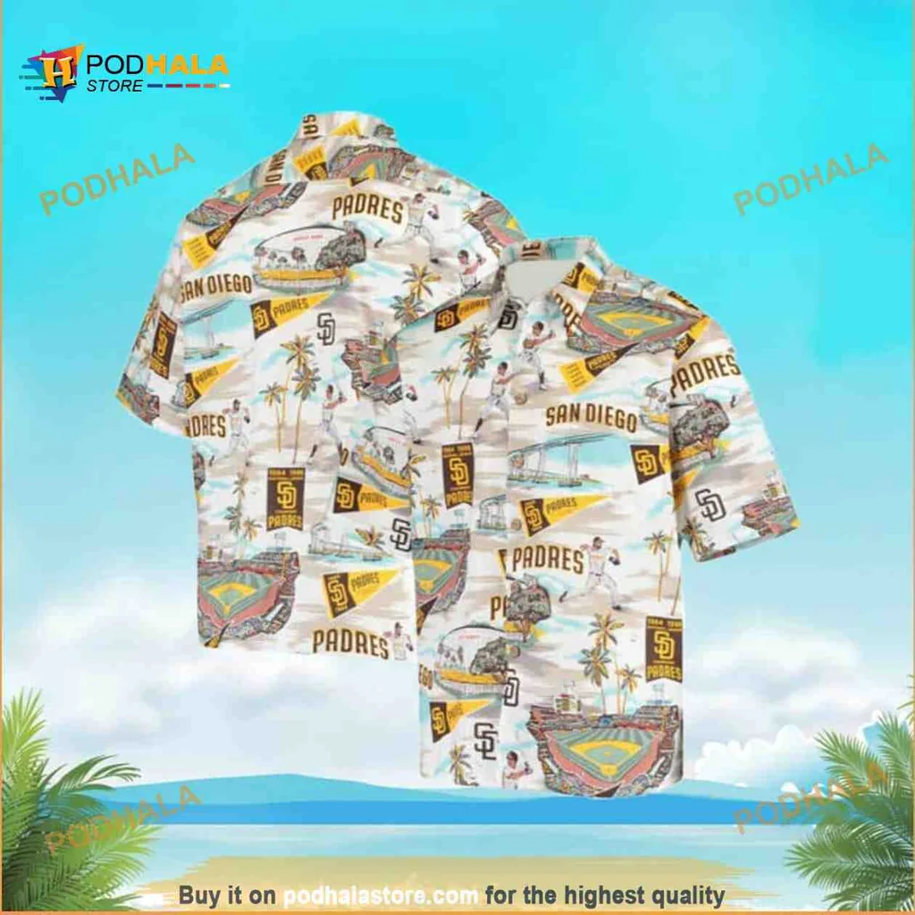 San Diego Padres Hawaiian Shirt With Tropical Baseball Graphics