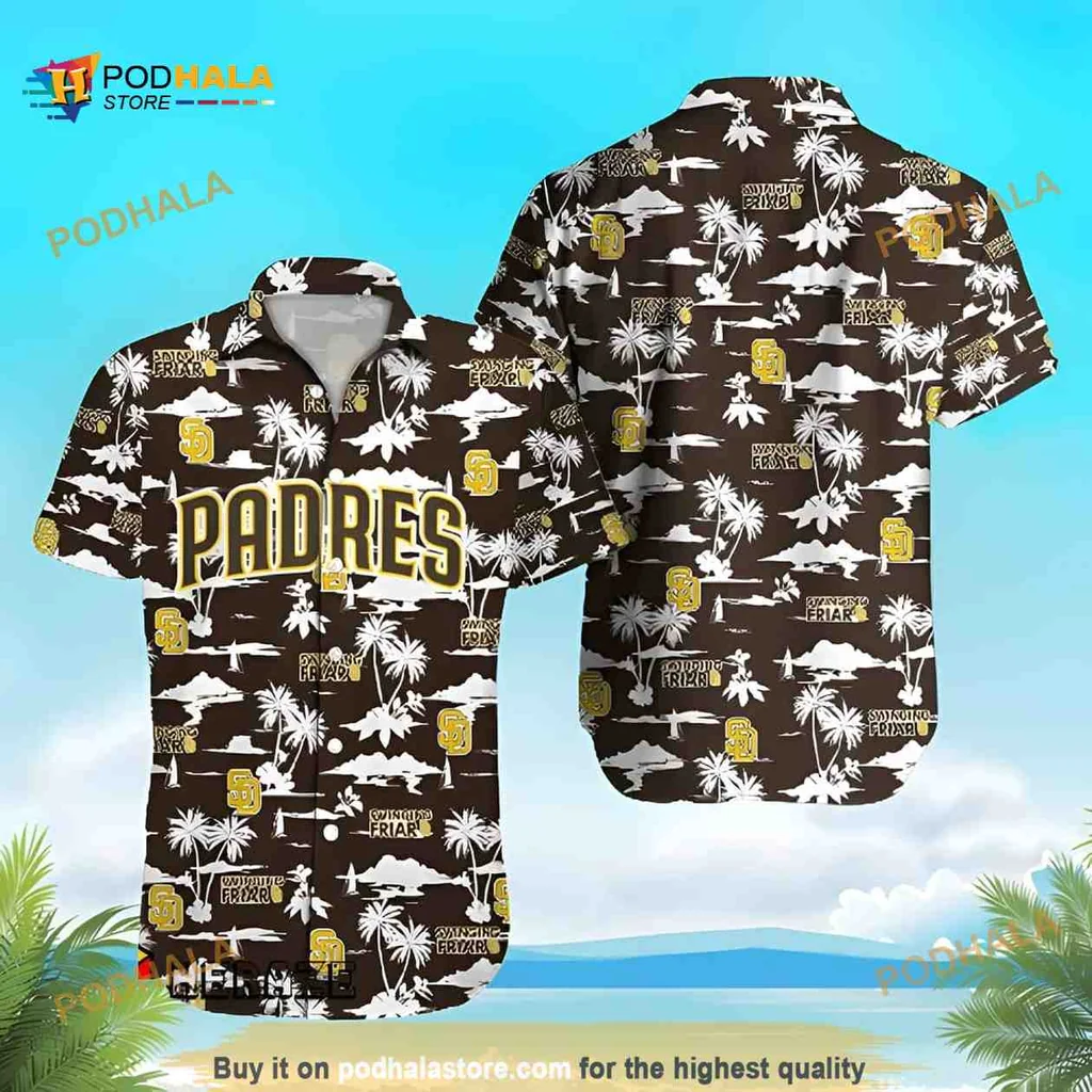 San Diego Padres Tropical Hawaiian Shirt With Palm Trees And Sun Icons