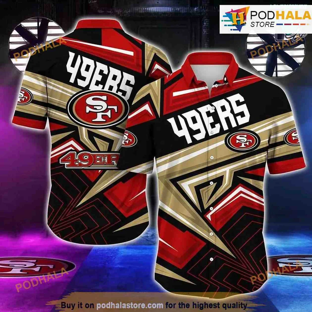 San Francisco 49ers Aloha Shirt Featuring Bold Team Colors And Logo