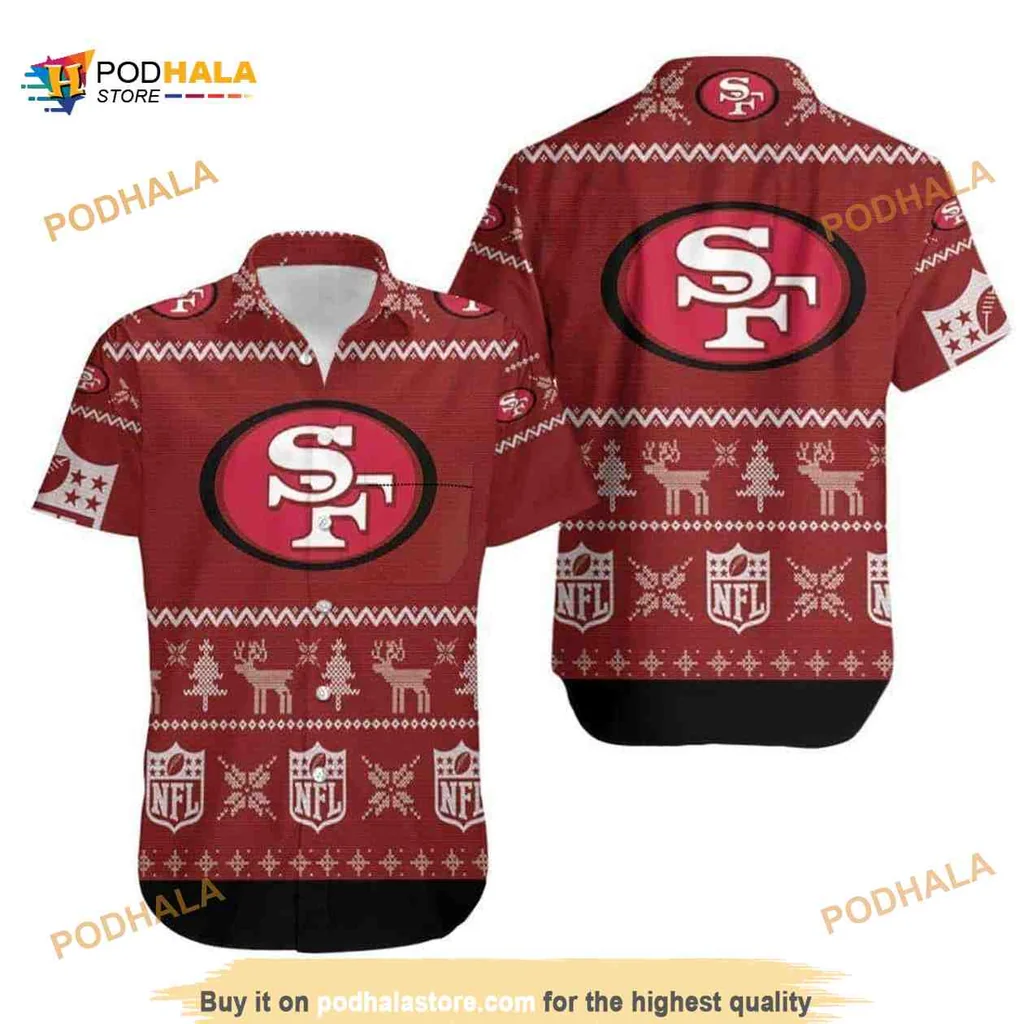 San Francisco 49ers Christmas Hawaiian Shirt With Festive Holiday Design