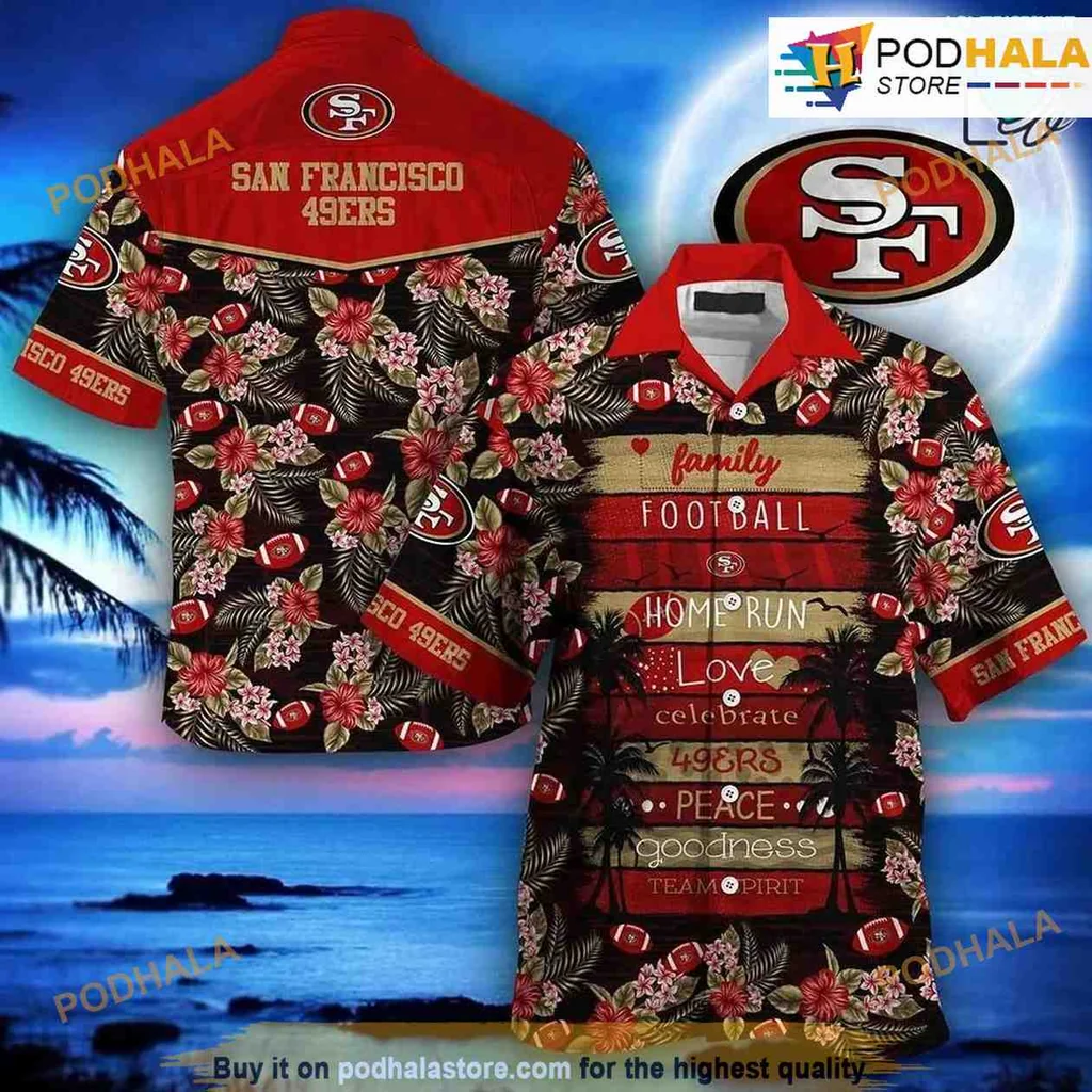 San Francisco 49ers Family Hawaiian Shirt With Tropical Design