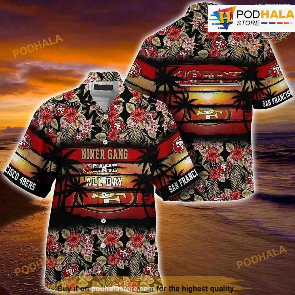 San Francisco 49ers Floral Hawaiian Shirt Niner Gang All Day
