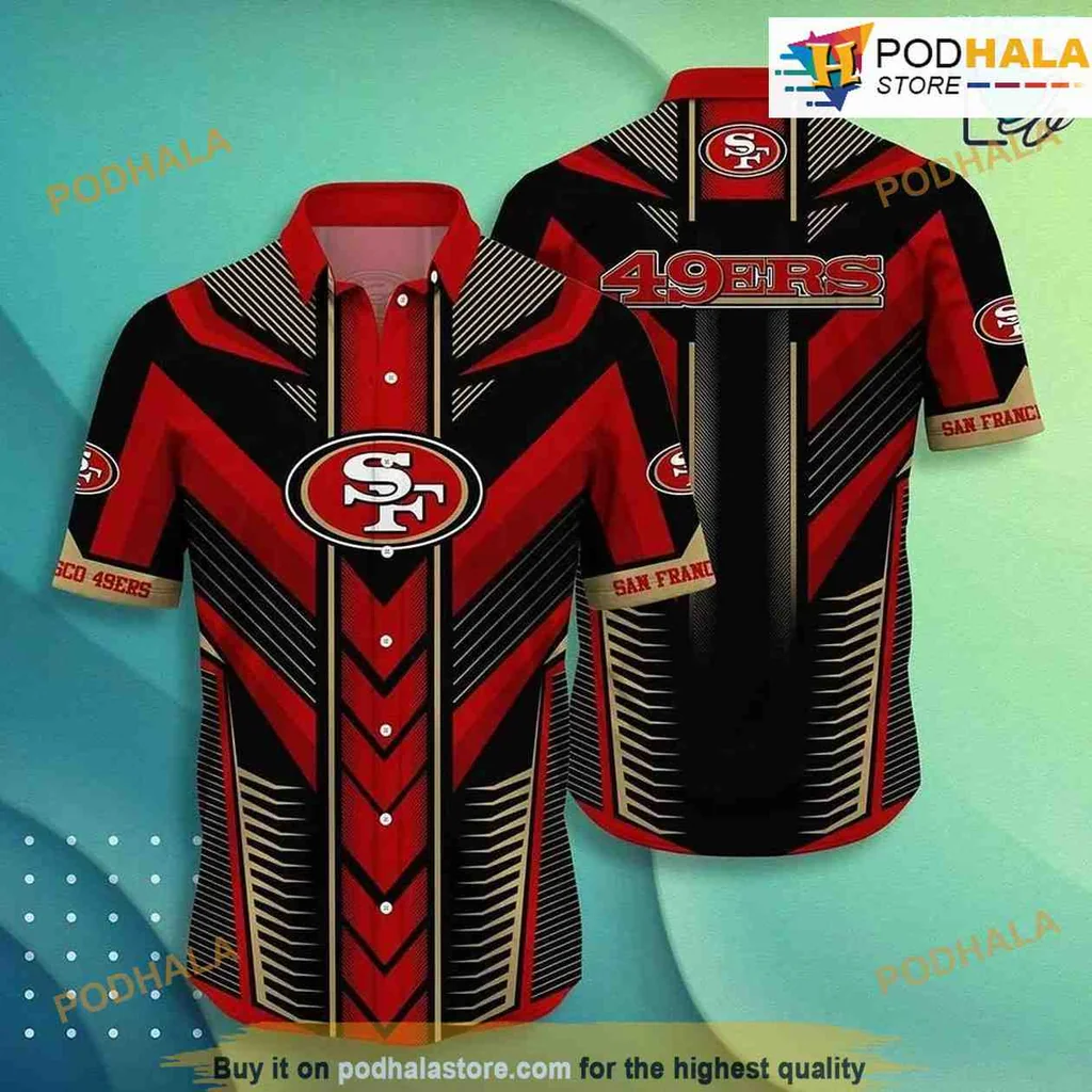 San Francisco 49ers Geometric Aloha Shirt With Bold Patterns